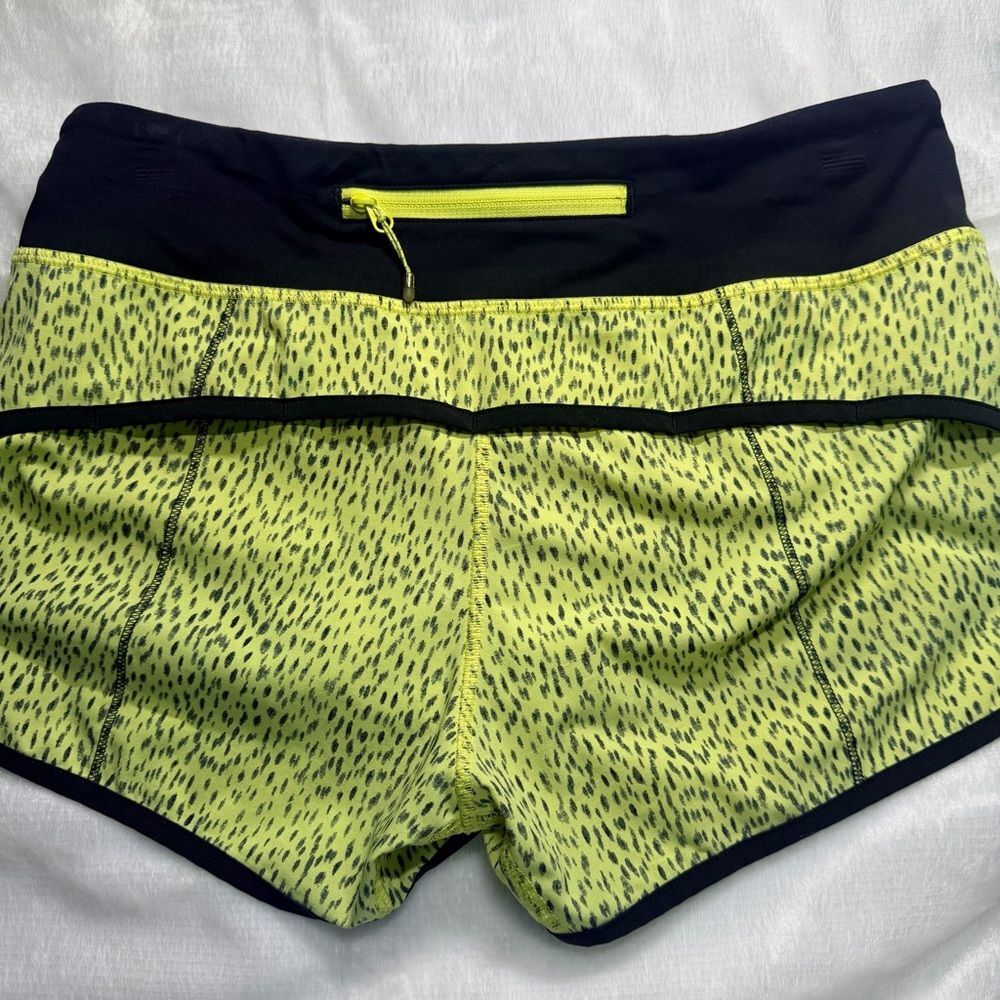 Lululemon Speed Up Shorts 2.5” Dottie Dash Clarity Yellow Black Sz 4 - Picture 3 of 9